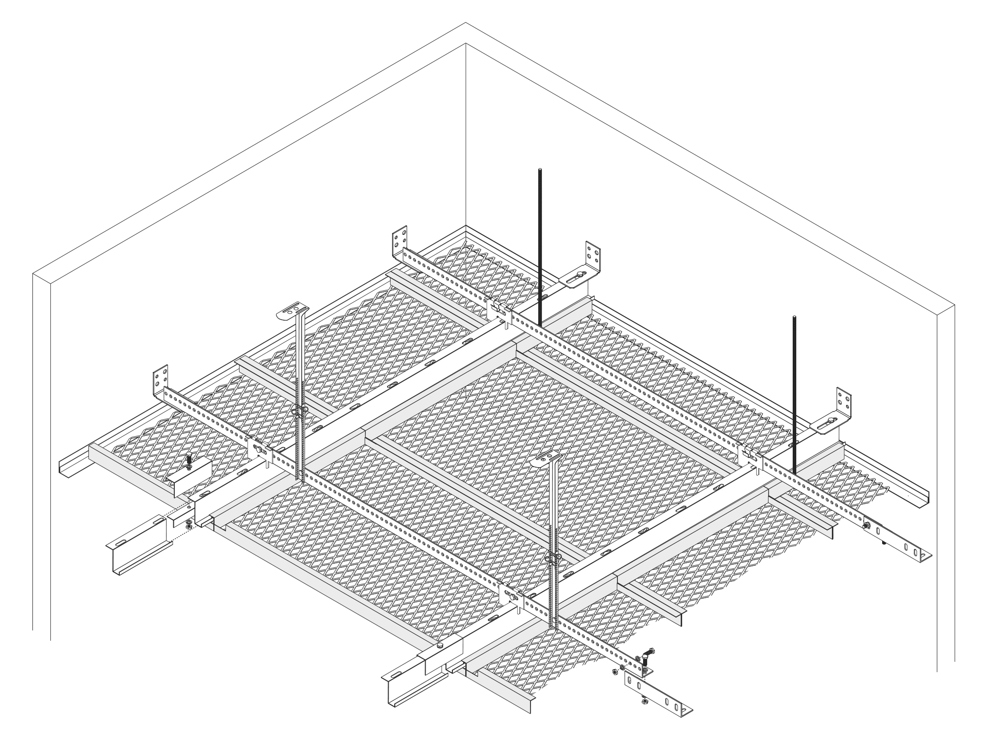 S4 Rhombos Expanded Metal Ceiling Hook On System Durlum Gmbh