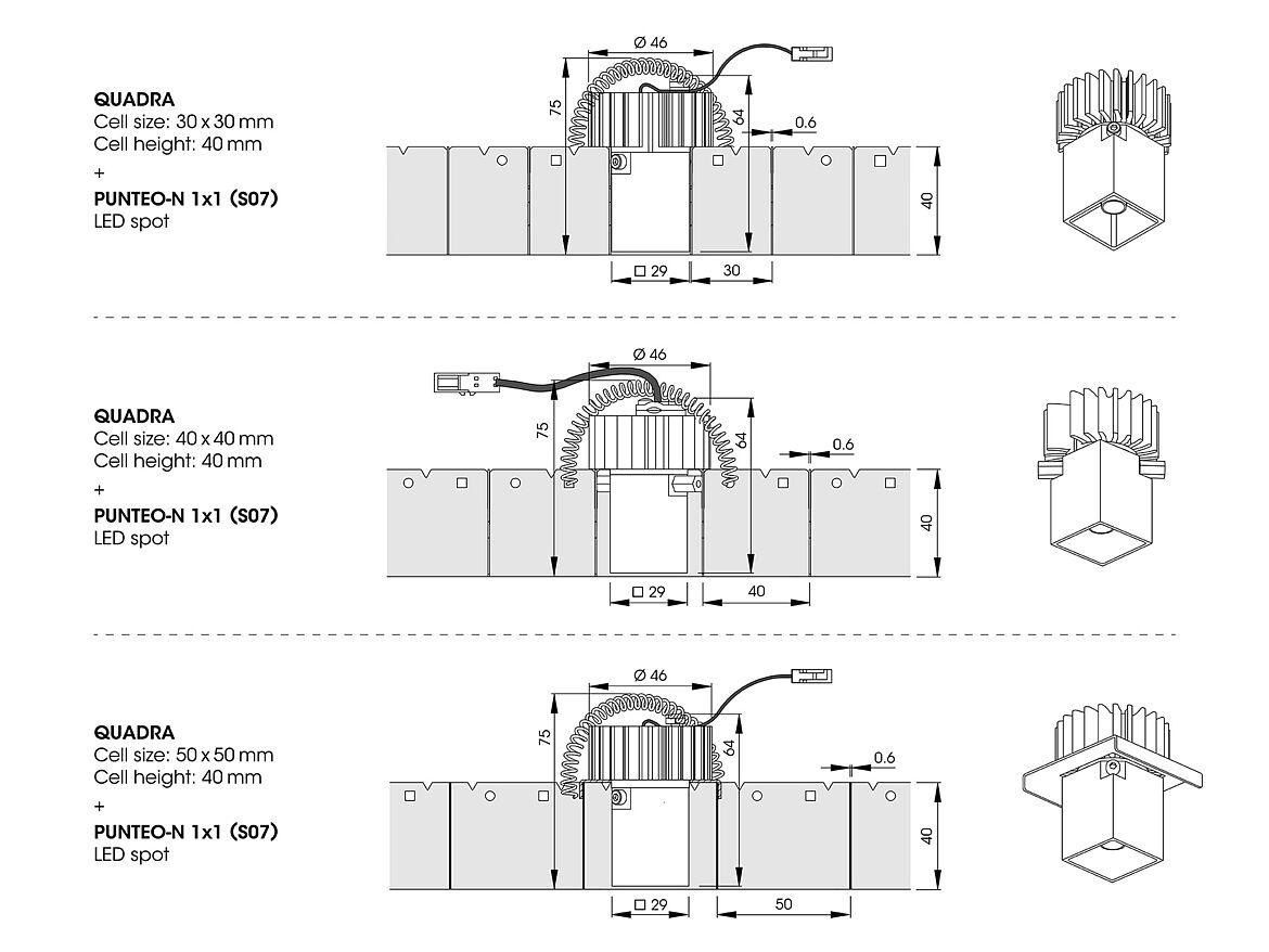 QUADRA (cell height: 40mm) with PUNTEO-N 1x1 (S07)