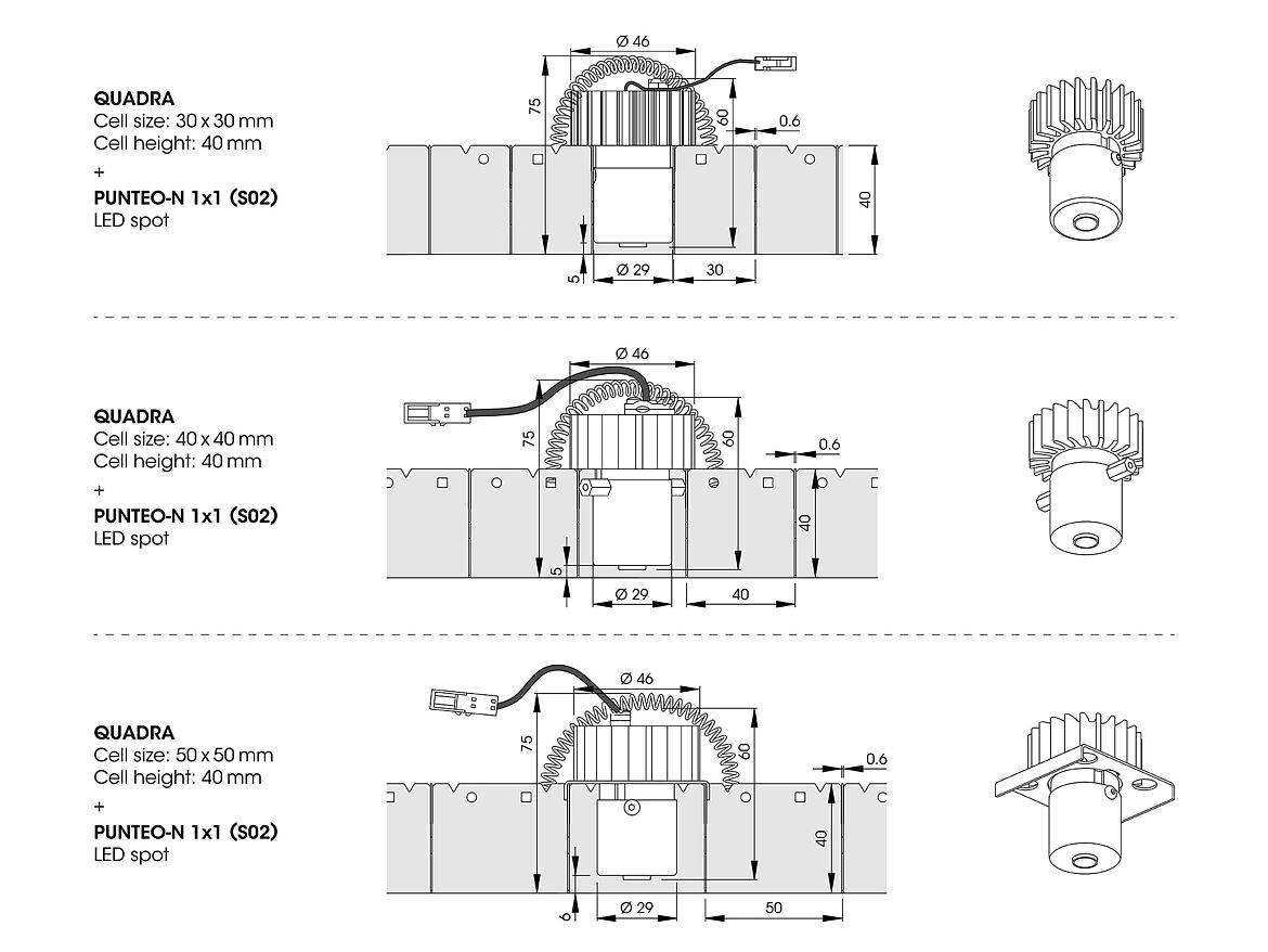 QUADRA (cell height: 40mm) with PUNTEO-N 1x1 (S02)