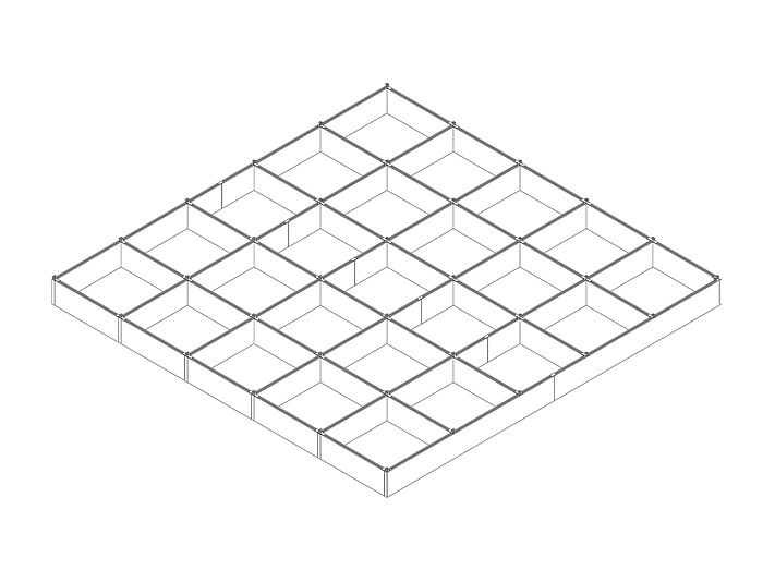 POLYLAM vertical baffle ceiling system in a cross pattern