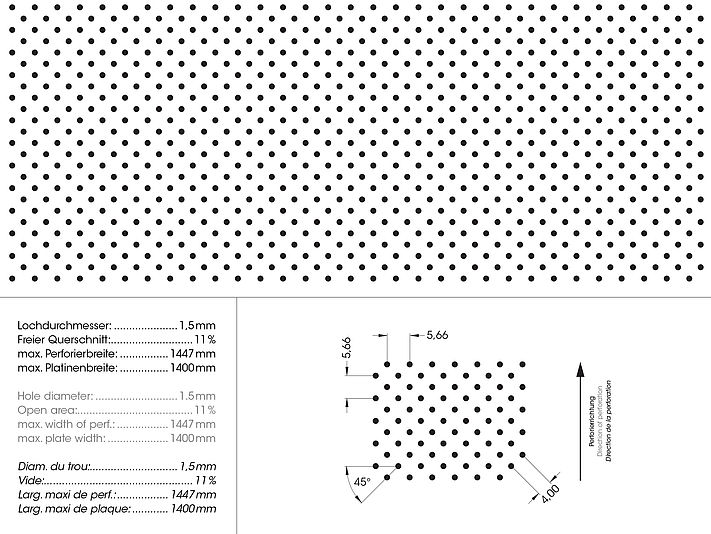 perforation-RD-L33-round holes diagonal-durlum