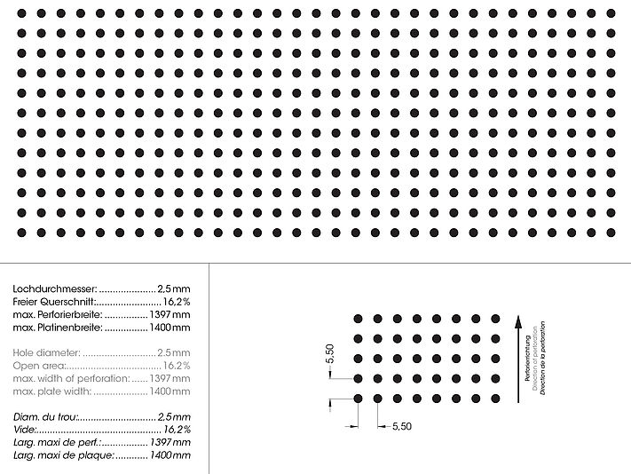 perforation-RG L15-round holes straight-durlum