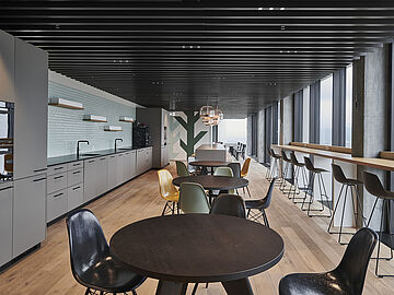 POLYLAM vertical baffle system with integrated PUNTEO-S25 downlights | Ernst & Young, Basel [CH]