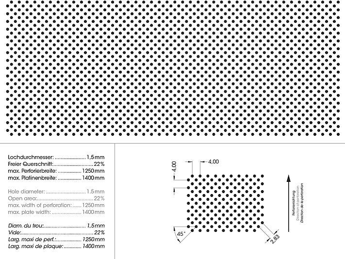 perforation-RD L30-round holes diagonal-durlum